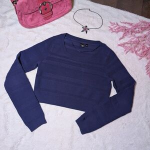 Women's Navy Blue Cropped Sweater